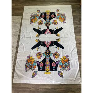 Vintage 1960s Peter Max Bed Sheet Colorful Pyschedelic Pop Art Style 66X104
